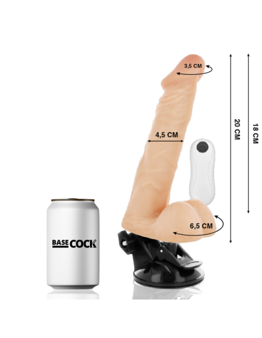 BASECOCK - VIBRADOR REALÍSTICO ARTICULABLE CONTROL REMOTO NATURAL 20 CM -O- 4.5 CM
