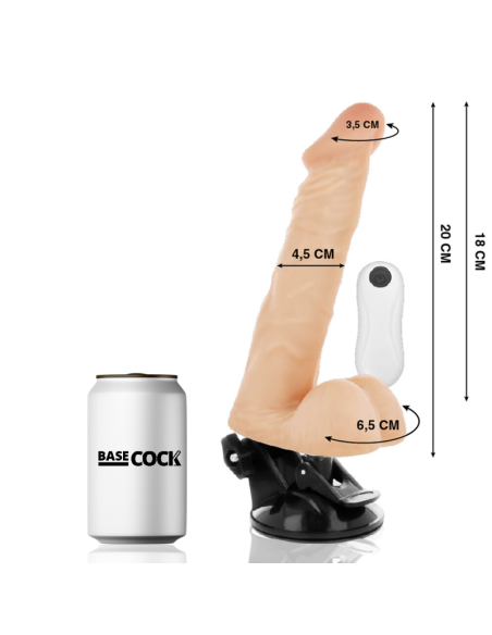 BASECOCK - VIBRADOR REALÍSTICO ARTICULABLE CONTROL REMOTO NATURAL 20 CM -O- 4.5 CM