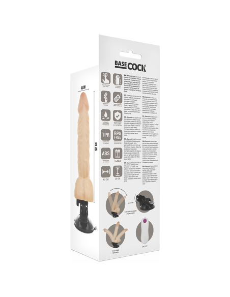 BASECOCK - VIBRADOR REALÍSTICO ARTICULABLE CONTROL REMOTO NATURAL 20 CM -O- 4.5 CM