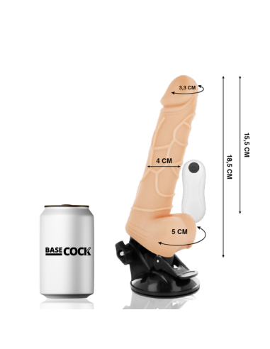 BASECOCK - VIBRADOR REALÍSTICO CONTROL REMOTO NATURAL 18.5 CM -O- 4CM