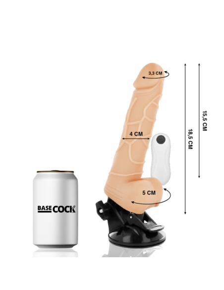 BASECOCK - VIBRADOR REALÍSTICO CONTROL REMOTO NATURAL 18.5 CM -O- 4CM