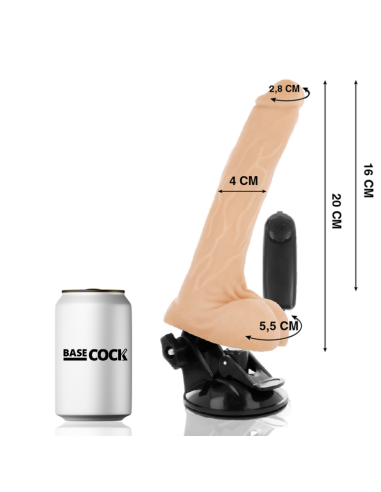 BASECOCK - VIBRADOR REALÍSTICO CONTROL REMOTO NATURAL CON TESTÍCULOS 20 CM -O- 4 CM