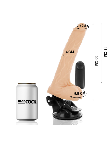 BASECOCK - VIBRADOR REALÍSTICO CONTROL REMOTO NATURAL CON TESTÍCULOS 20 CM -O- 4 CM