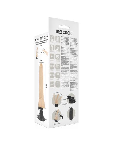 BASECOCK - VIBRADOR REALÍSTICO CONTROL REMOTO NATURAL CON TESTÍCULOS 20 CM -O- 4 CM