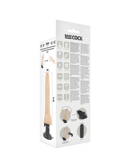 BASECOCK - VIBRADOR REALÍSTICO CONTROL REMOTO NATURAL CON TESTÍCULOS 20 CM -O- 4 CM