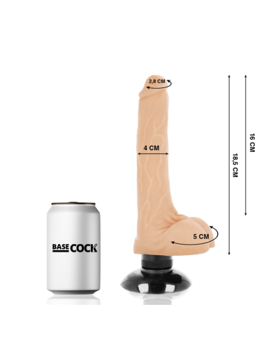 BASECOCK - VIBRADOR REALÍSTICO 2-1 NATURAL 18.5 CM -O- 4 CM