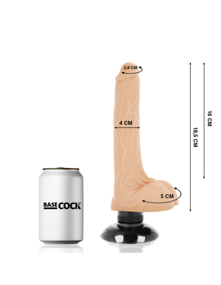 BASECOCK - VIBRADOR REALÍSTICO 2-1 NATURAL 18.5 CM -O- 4 CM