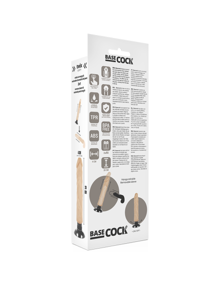 BASECOCK - VIBRADOR REALÍSTICO 2-1 NATURAL 20 CM -O- 4 CM