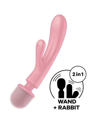 SATISFYER - TRIPLE LOVER MASAJEADOR VIBRADOR RABBIT ROSA