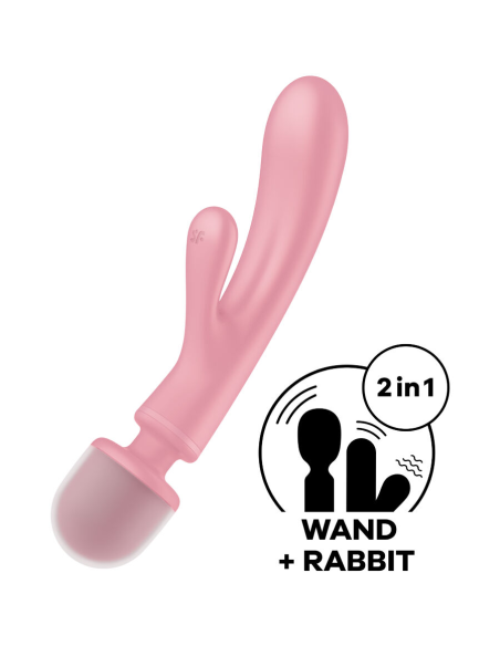 SATISFYER - TRIPLE LOVER MASAJEADOR VIBRADOR RABBIT ROSA