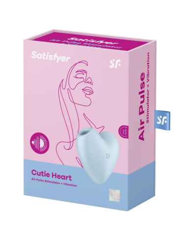 SATISFYER - CUTIE HEART ESTIMULADOR Y VIBRADOR AZUL