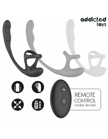 ADDICTED TOYS - PLUG ANAL VIBRACIÓN Y WAVING 360º Y ESTIMULADOR TESTÍCULOS
