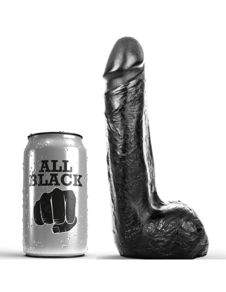 ALL BLACK - DILDO REALÍSTICO NEGRO SUAVE 20 CM
