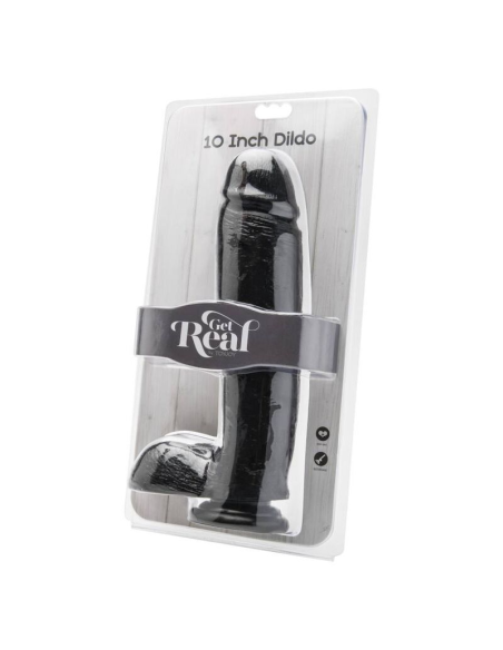GET REAL - DILDO 25,5 CM CON TESTÍCULOS NEGRO
