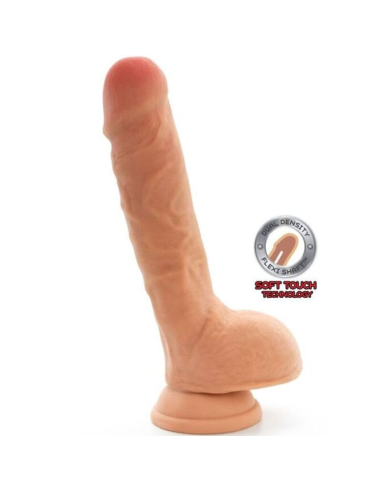 GET REAL - DUAL DENSITY DILDO 25,5 CM CON TESTÍCULOS NATURAL