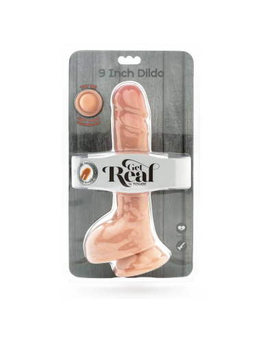 GET REAL - DUAL DENSITY DILDO 25,5 CM CON TESTÍCULOS NATURAL