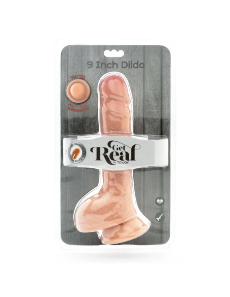 GET REAL - DUAL DENSITY DILDO 25,5 CM CON TESTÍCULOS NATURAL