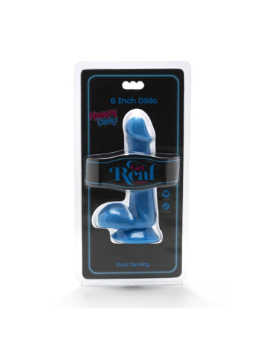 GET REAL - HAPPY DICKS DILDO 12 CM CON TESTÍCULOS AZUL
