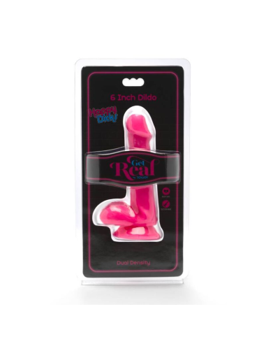 GET REAL - HAPPY DICKS DILDO 12 CM CON TESTÍCULOS ROSA