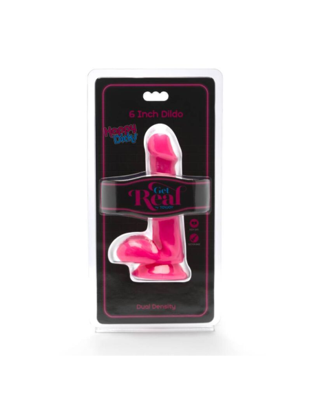 GET REAL - HAPPY DICKS DILDO 12 CM CON TESTÍCULOS ROSA