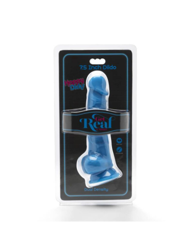 GET REAL - HAPPY DICKS 19 CM CON TESTÍCULOS AZUL