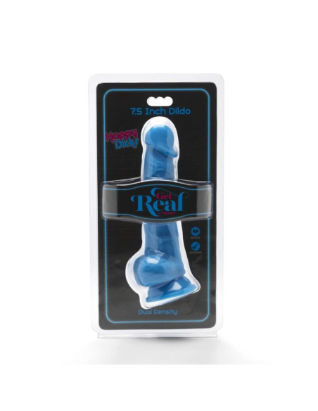 GET REAL - HAPPY DICKS 19 CM CON TESTÍCULOS AZUL