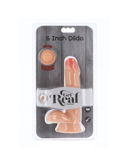 GET REAL - DUAL DENSITY DILDO 17 CM CON TESTÍCULOS NATURAL