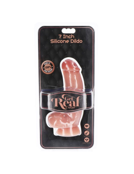 GET REAL - DILDO SILICONA 18 CM CON TESTÍCULOS NATURAL