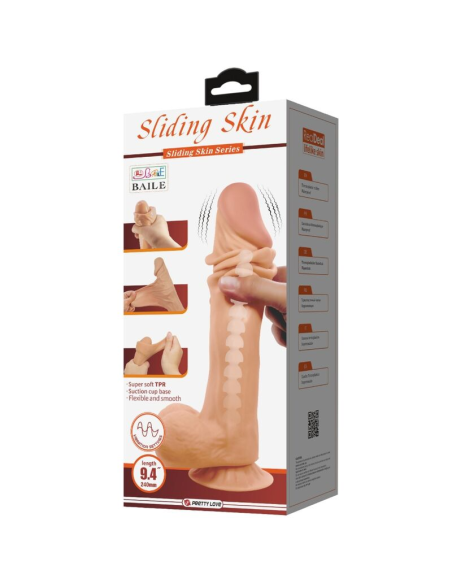 PRETTY LOVE - SLIDING SKIN SERIES DILDO REALÍSTICO CON VENTOSA PIEL DESLIZANTE CONTROL REMOTO NATURAL 24 CM