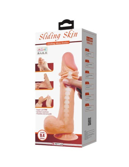 PRETTY LOVE - SLIDING SKIN SERIES DILDO REALÍSTICO CON VENTOSA PIEL DESLIZANTE 24 CM