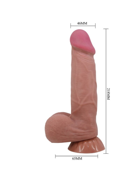 PRETTY LOVE - SLIDING SKIN SERIES DILDO REALÍSTICO CON VENTOSA PIEL DESLIZANTE MORENO 21.8 CM