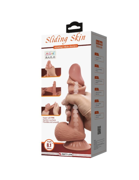 PRETTY LOVE - SLIDING SKIN SERIES DILDO REALÍSTICO CON VENTOSA PIEL DESLIZANTE MORENO 21.8 CM