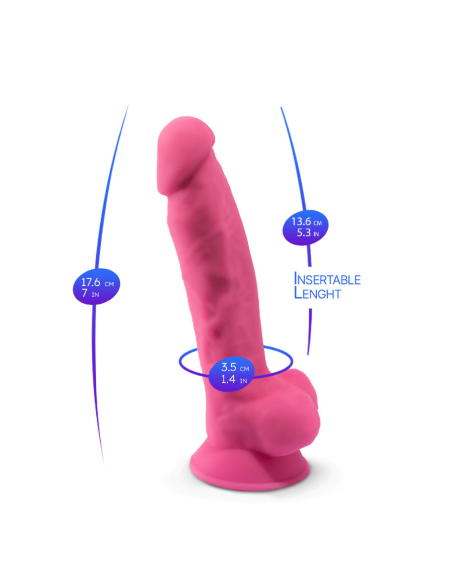 SILEXD - MODELO 1 PENE REALÍSTICO SILICONA PREMIUM SILEXPAN ROSA FLUORESCENTE 17.5 CM