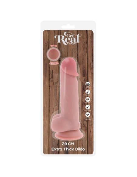 GET REAL - PENE REALÍSTICO DELUXE CON TESTÍCULOS EXTRA GRUESO 20 CM