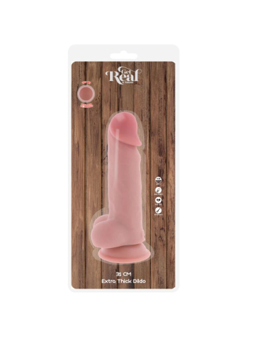 GET REAL - PENE REALÍSTICO DELUXE CON TESTÍCULOS EXTRA GRUESO 31 CM