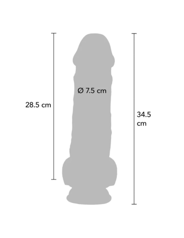 GET REAL - PENE REALÍSTICO DELUXE CON TESTÍCULOS EXTRA GRUESO 34.5 CM