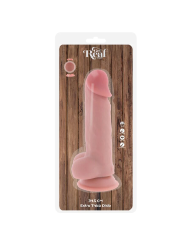 GET REAL - PENE REALÍSTICO DELUXE CON TESTÍCULOS EXTRA GRUESO 34.5 CM