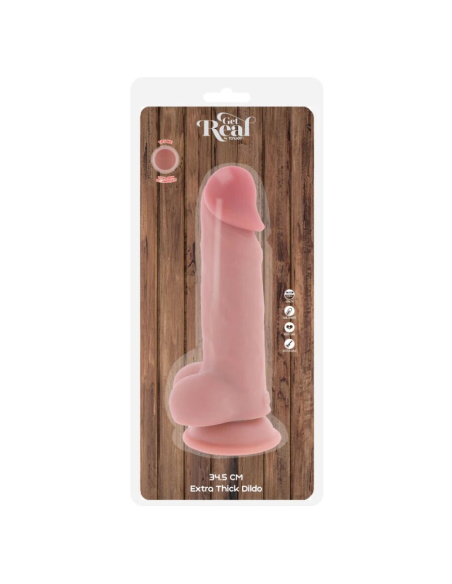 GET REAL - PENE REALÍSTICO DELUXE CON TESTÍCULOS EXTRA GRUESO 34.5 CM