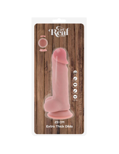 GET REAL - PENE REALÍSTICO DELUXE CON TESTÍCULOS EXTRA GRUESO 23 CM