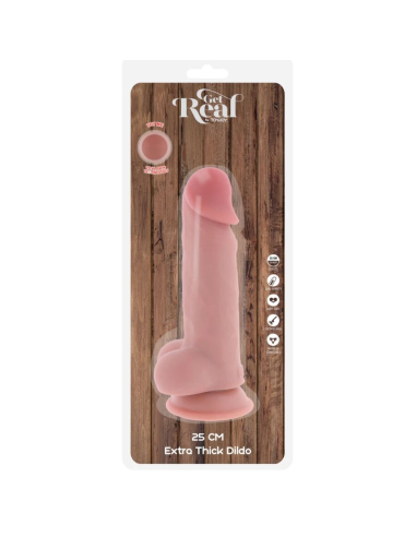 GET REAL - PENE REALÍSTICO DELUXE CON TESTÍCULOS EXTRA GRUESO 25 CM