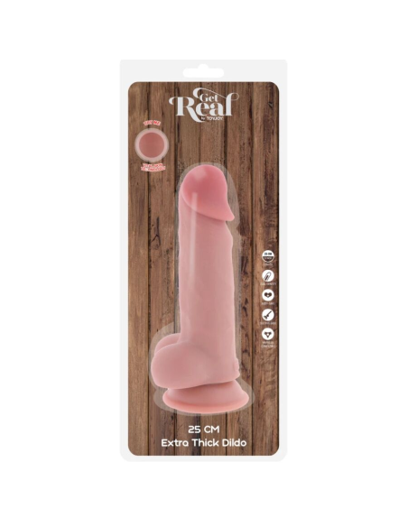 GET REAL - PENE REALÍSTICO DELUXE CON TESTÍCULOS EXTRA GRUESO 25 CM