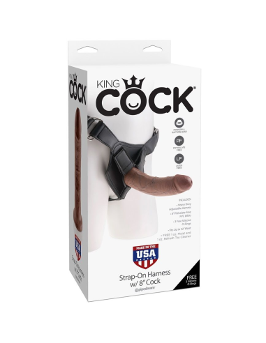 KING COCK - HARNESS CON PENE REALÍSTICO MARRÓN 20.3 CM