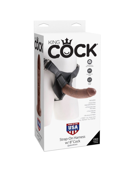KING COCK - HARNESS CON PENE REALÍSTICO MARRÓN 20.3 CM