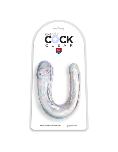 KING COCK - DOUBLE TROUBLE DILDO DOBLE 33 CM TRANSPARENTE