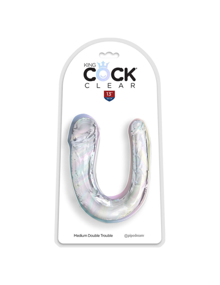 KING COCK - DOUBLE TROUBLE DILDO DOBLE 33 CM TRANSPARENTE