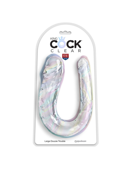 KING COCK - DOUBLE TROUBLE DILDO DOBLE 44 CM TRANSPARENTE