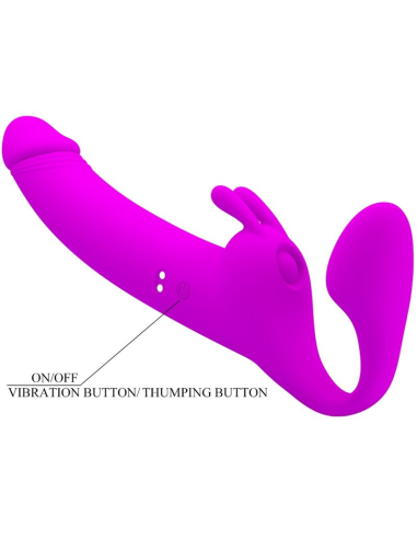 PRETTY LOVE - ZANINI DILDO STRAP-ON SIN ARNÉS 10 VIBRACIONES MORADO