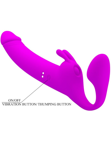 PRETTY LOVE - ZANINI DILDO STRAP-ON SIN ARNÉS 10 VIBRACIONES MORADO