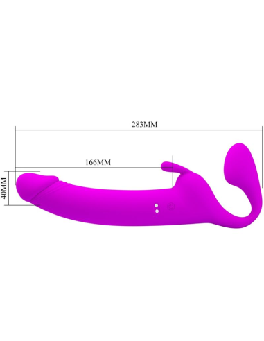 PRETTY LOVE - ZANINI DILDO STRAP-ON SIN ARNÉS 10 VIBRACIONES MORADO