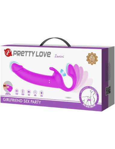 PRETTY LOVE - ZANINI DILDO STRAP-ON SIN ARNÉS 10 VIBRACIONES MORADO